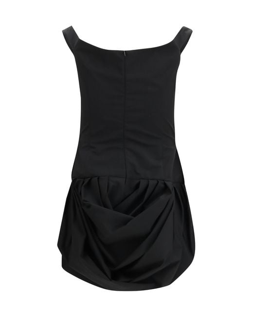 Magda Butrym Black Off-Shoulder Puff Skirt Mini Dress Outer: Polyester; Inner: Silk