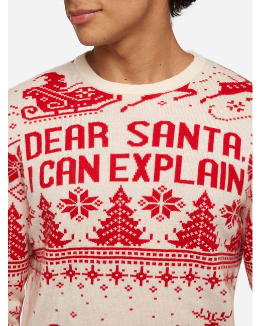 Mc2 Saint Barth Red Sweater Heron With Fair Isle And Dear Santa Jacquard for men