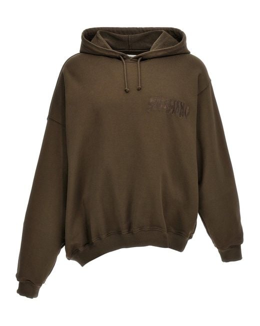 Magliano Green Logo-Embroidered Cotton Hoodie for men