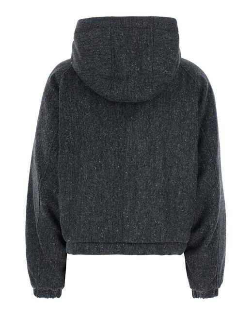 Brunello Cucinelli Black Down Jacket Wool Blend Virgin Puffer
