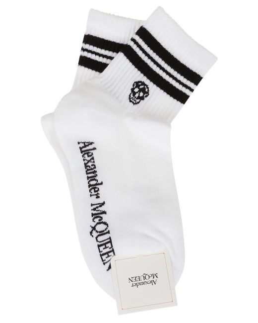 Alexander McQueen Socks Stri Skull Spo in White | Lyst