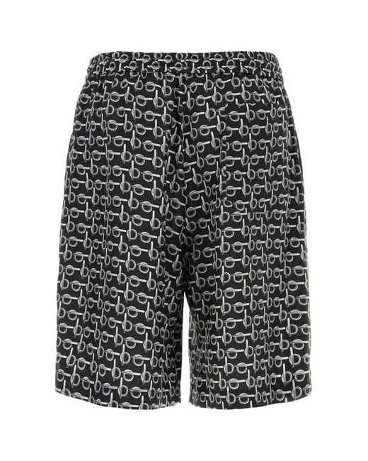 Burberry Gray Printed Silk Bermuda Shorts for men