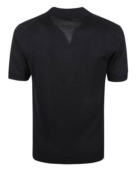 Orlebar Brown Black Horton Tile Knit Polo Shirt for men