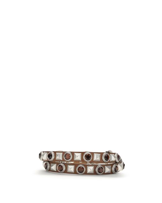 Etro White Leather Belt With Jeweled Studs Calf Bos Taurus E Braces