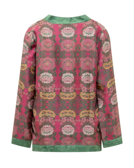 Pierre Louis Mascia Multicolor Silk Kimono With Floral Pattern