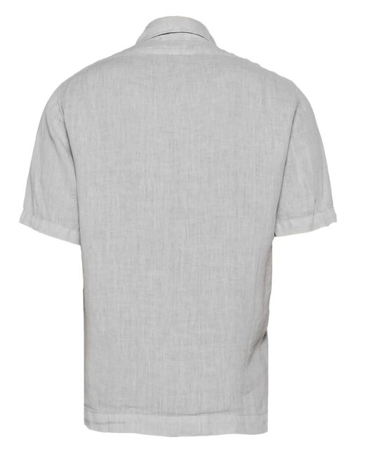 C P Company Gray Logo-print Linen Shirt for men