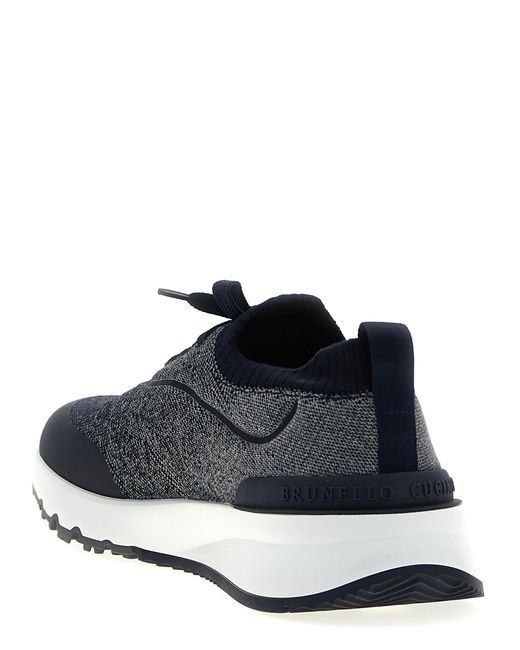 Brunello Cucinelli Black Cotton Athletic Sneakers for men