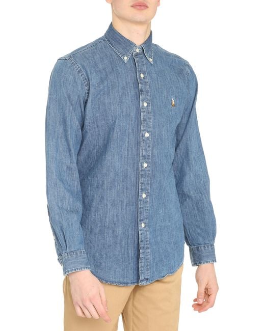 Polo Ralph Lauren Blue Shirt Cotton for men