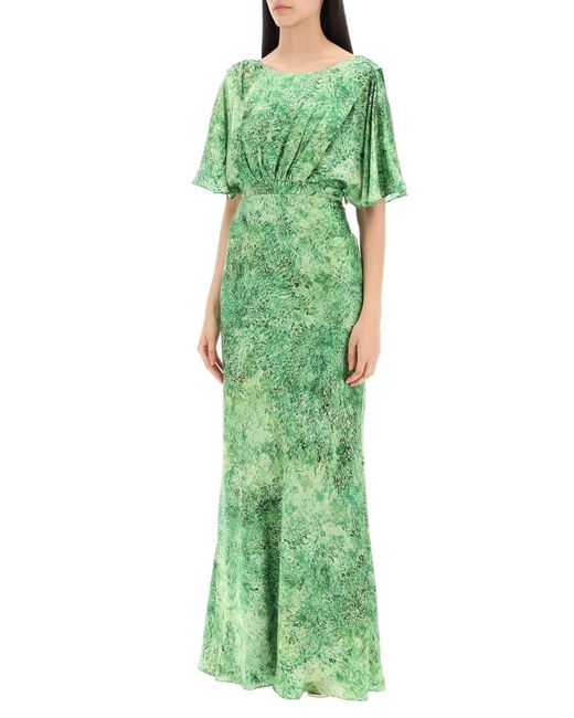 Saloni Green Winona Silk Maxi Dress