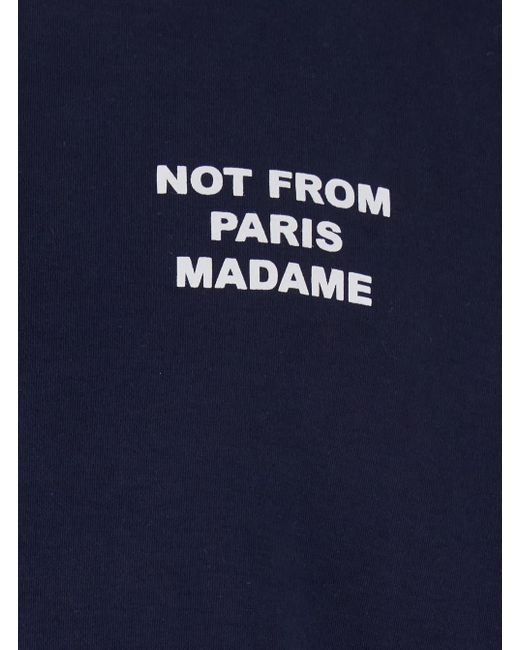Drole de Monsieur Blue Crewneck T-Shirt With Slogan Print On The Front And Back for men