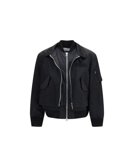 Sacai Black Cotton Bomber Clothing for men