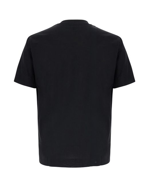 Emporio Armani Black T-Shirt Multilogo Cotton Lyocell T-Shirts for men