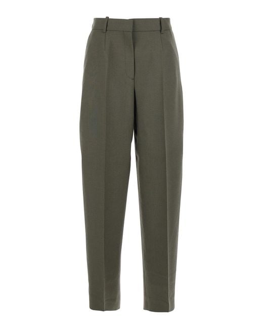 Totême Green Wide Leg Wool Blend Pants Trousers