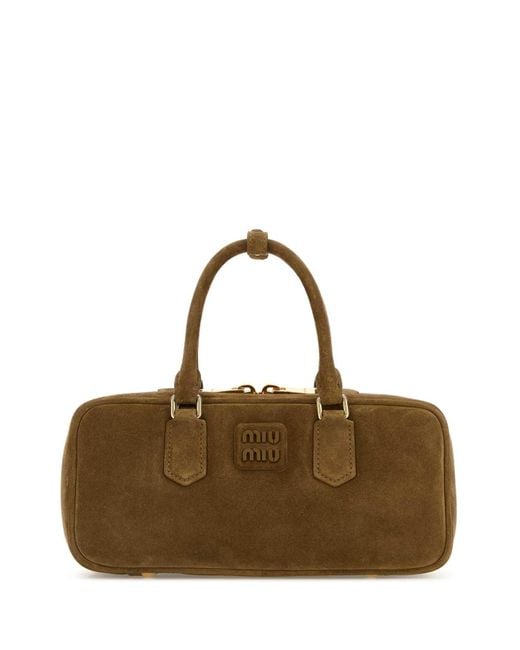 Miu Miu Brown Suede Arcadie Handbag
