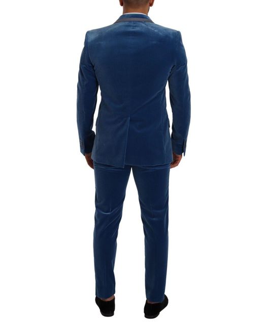 Dolce & Gabbana Blue Elegant Velvet Slim Fit Suit for men