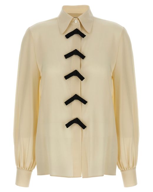 Valentino Garavani Natural Bow Shirt Silk Shirt, Blouse