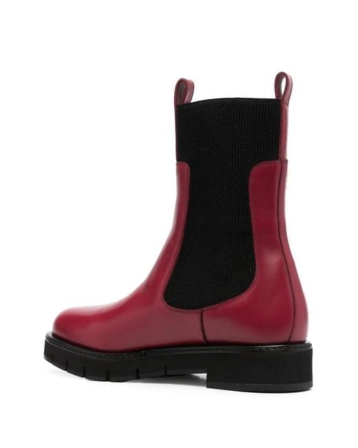 Ferragamo Red Ribbed 40Mm Chelsea Boots