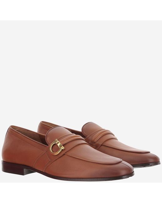 Ferragamo Brown Leather Loafers Calf for men
