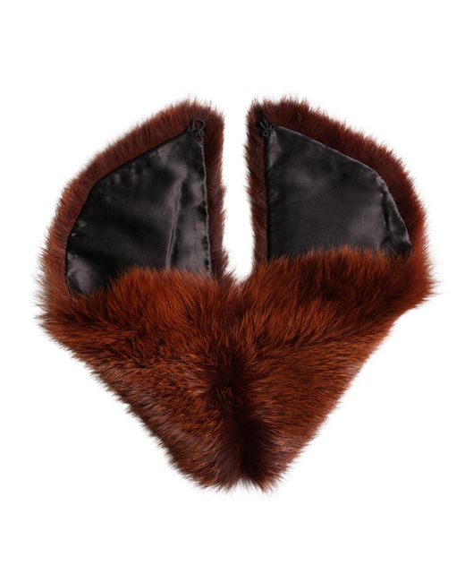 Dolce & Gabbana Brown Mink Fur Collar Neck Wrap 60Cm X 14Cm Scarf