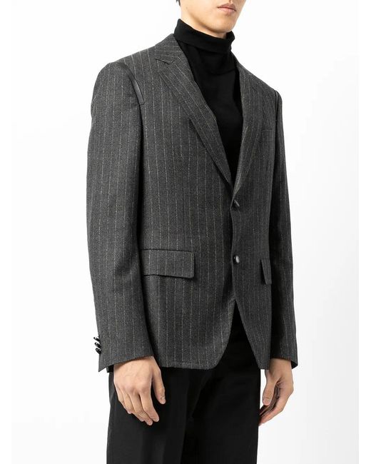 Ferragamo Black Leather-Trim Suit Jacket for men
