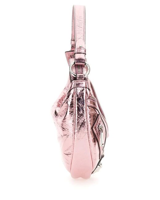 Versace Pink Repeat Small Hobo Bag