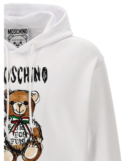 Moschino White Archive Teddy Sweatshirt for men