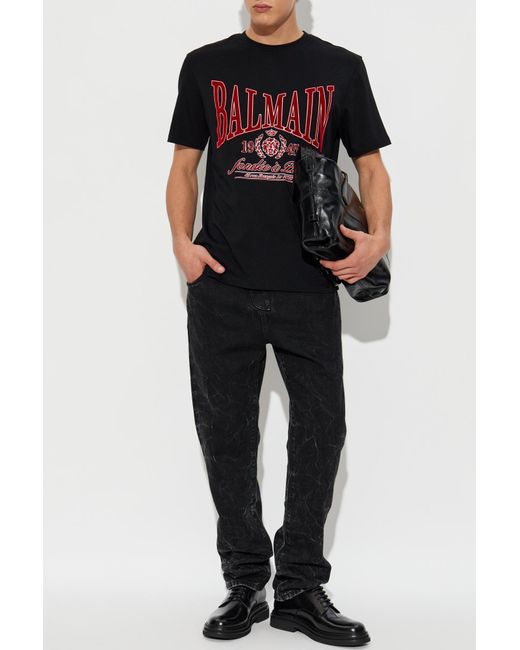 バルマン Tシャツ ロゴ ベルベット Balmain Balmain Cotton T-shirt