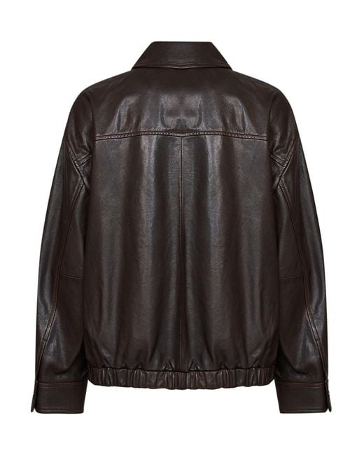 Weekend by Maxmara Black Bomber Jacket Nappa Leather