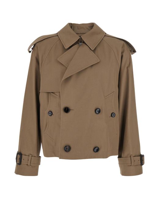 Burberry Brown Jacket With Lapels On The Front And Belts On The Cuffs for men