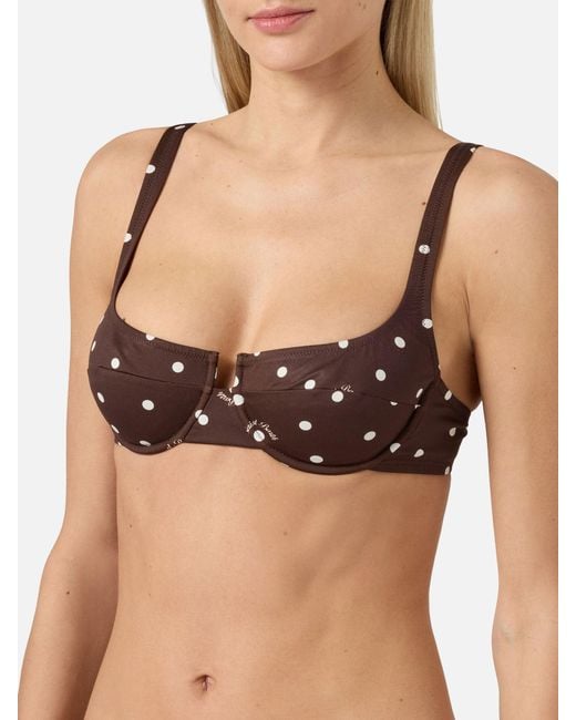 Mc2 Saint Barth Black Amira Balconette Bikini Top With Polka Dot Print