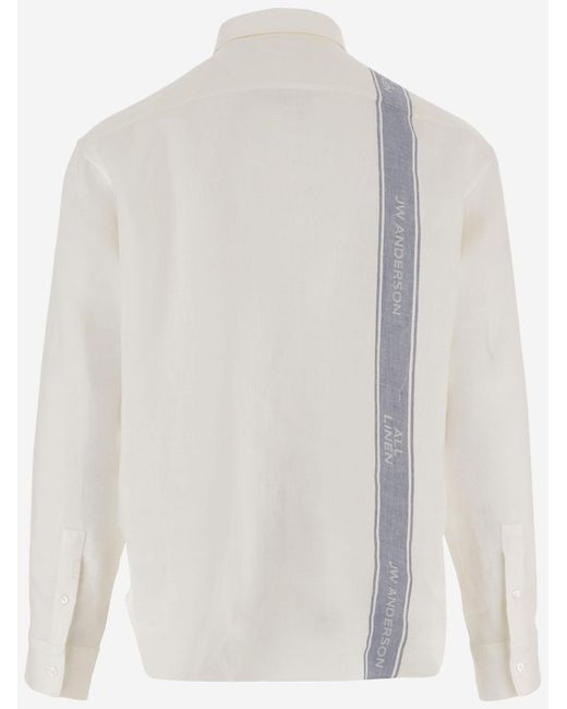 J.W. Anderson White Linen Shirt With Logo for men