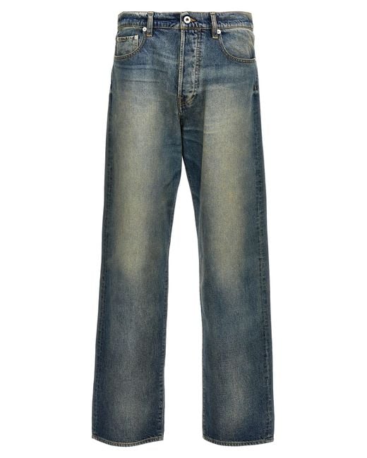 KENZO Blue Stone Bleach Asagao Straight Jeans for men