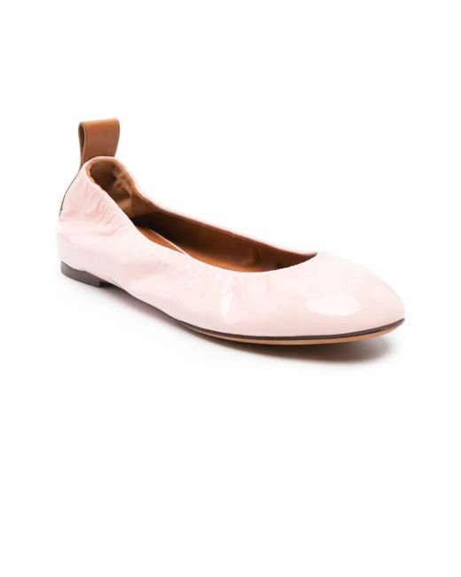 Lanvin Pink Patent Leather Ballerina Shoes