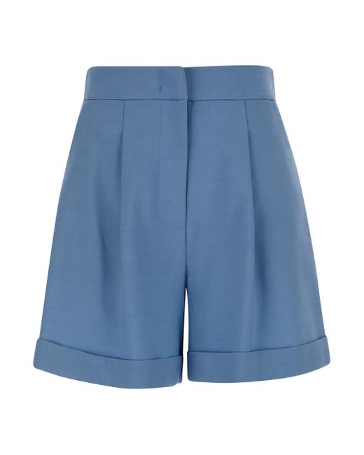 FEDERICA TOSI Blue Light Pleated Shorts