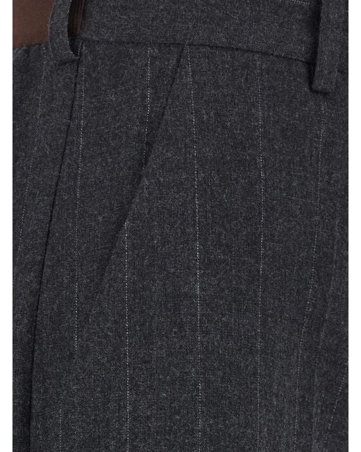 Jucca Blue Trousers Striped Wool-Blend Wool Blend