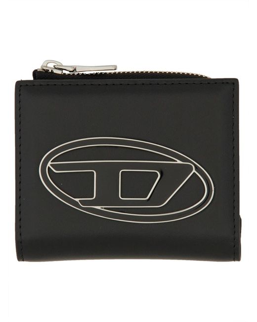 DIESEL Black Leather Card Holder With Logo