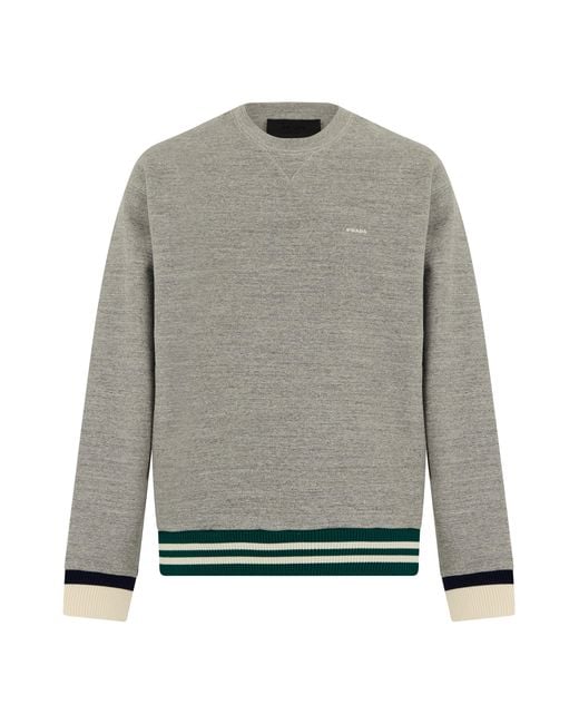 Prada Gray Crew Neck Cotton Sweatshirt Sweatshirts for men