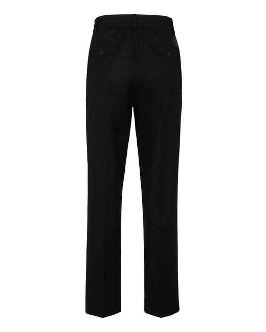 Moncler Black Tailored Wool Flannel Pants Virgin Trousers for men