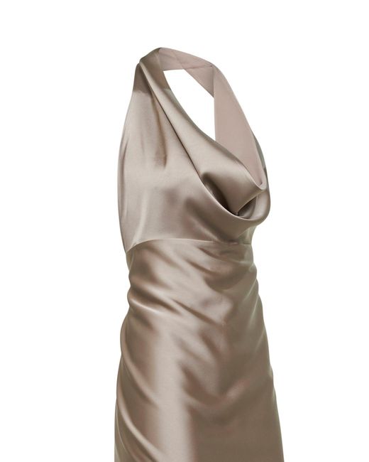 Blanca Vita Natural Taupe Satin Antea Long Dress
