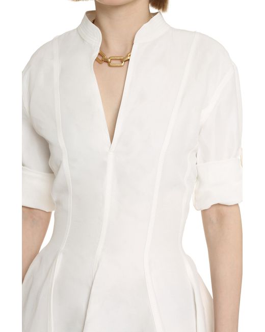 Bottega Veneta White Dress Linen-Viscose Blend