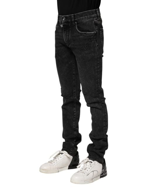 Dolce & Gabbana Black Cotton Skinny Men Denim Jeans for men