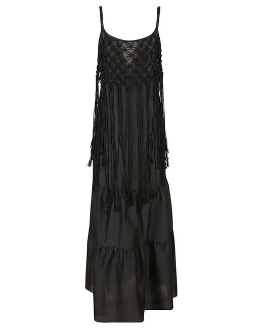 Lorena Antoniazzi Black Tassel Detail Sleeveless Long Dress