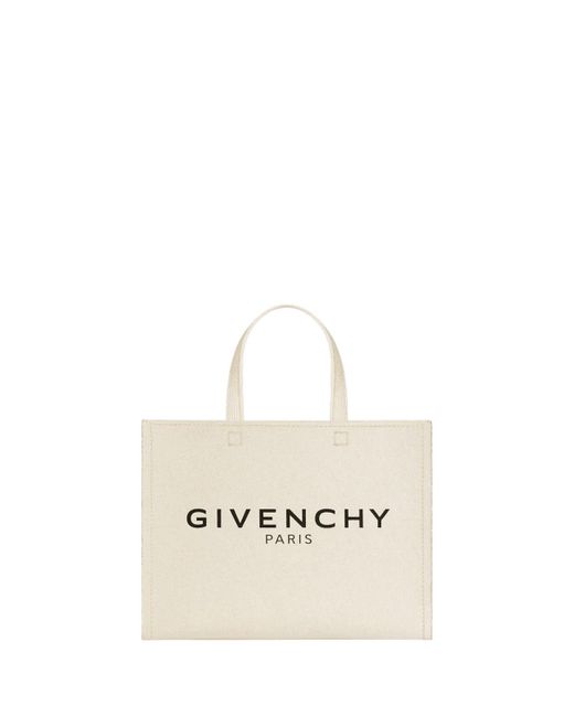 Givenchy White Small G-tote Bag In Natural Beige Canvas