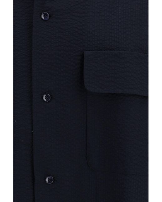 Giorgio Armani Blue Cotton Shirt With Classic Collar for men