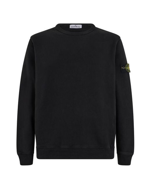 Stone Island Black Crewneck Sweater Cotton Sweatshirts for men