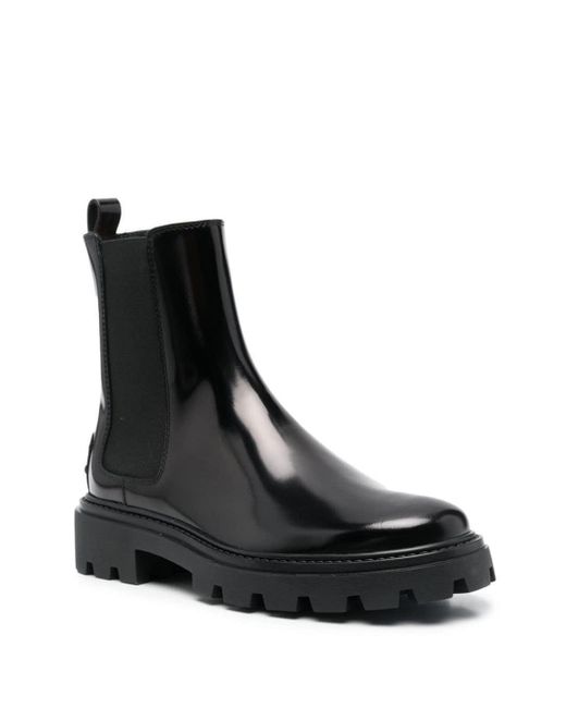 Tod's Black Chelsea Boots In Leather