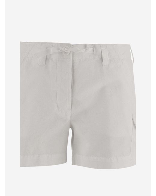 Aspesi White Cotton And Linen Short Pants