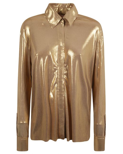 Norma Kamali Brown Shiny Metallic Shirt