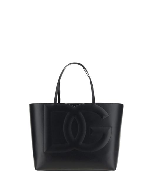 Dolce & Gabbana Black Shopping In Leather With Embossed Logo