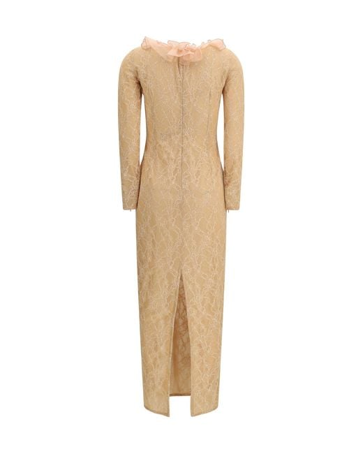 Alessandra Rich Natural Stretch Lace Evening Dress Polyamide; Lyocell